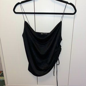ZARA Satin Black Cowl Neck Cami